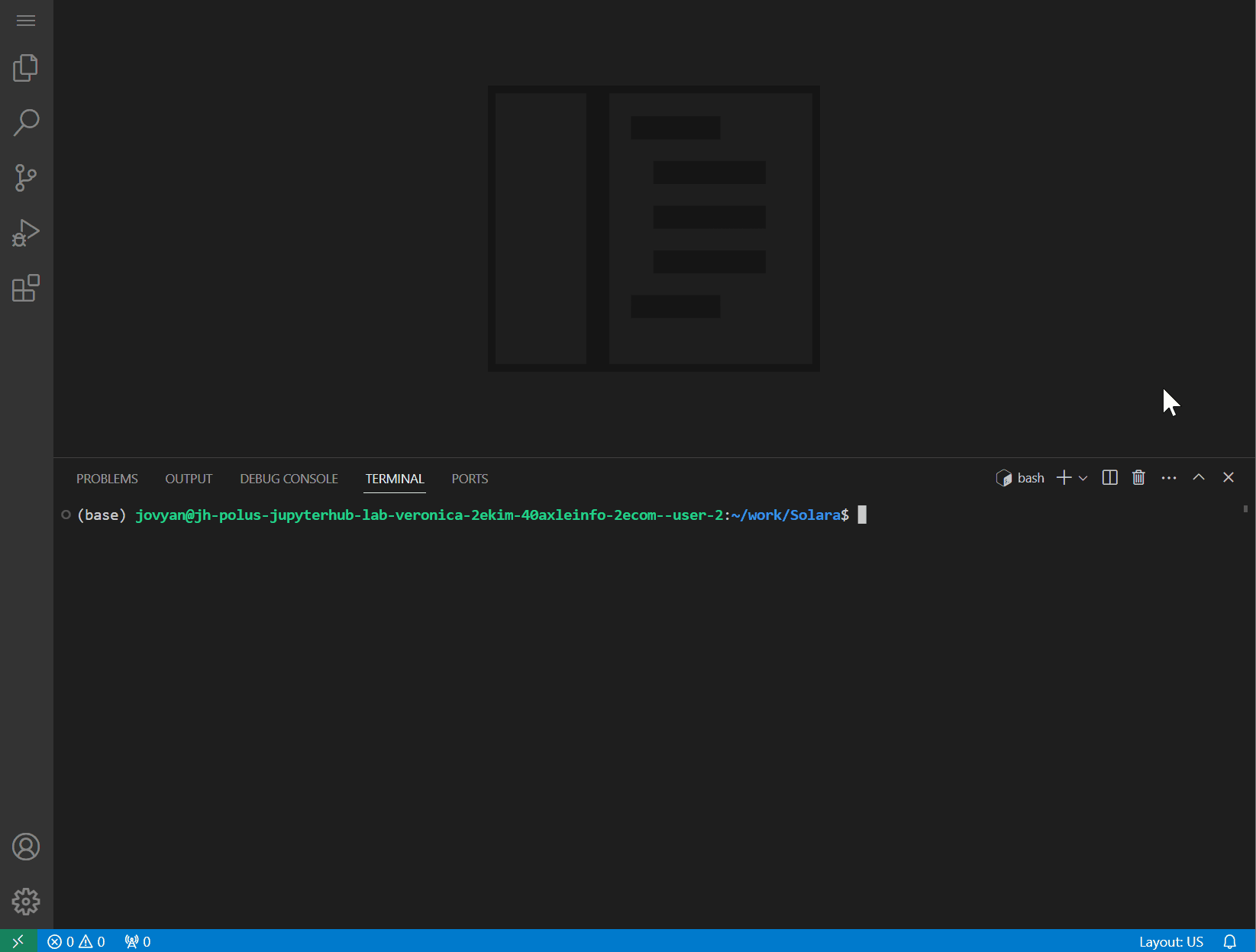 A gif showing pip installation of solara in VS Code