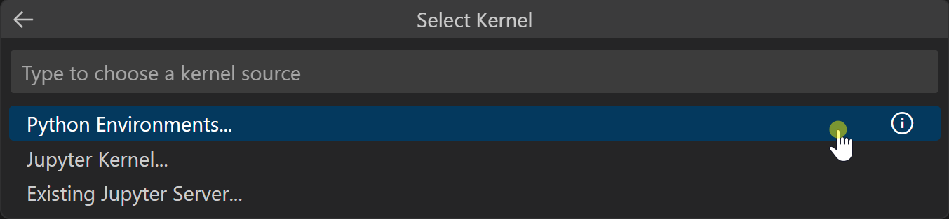 A screenshot of the VS Code kernel selection window