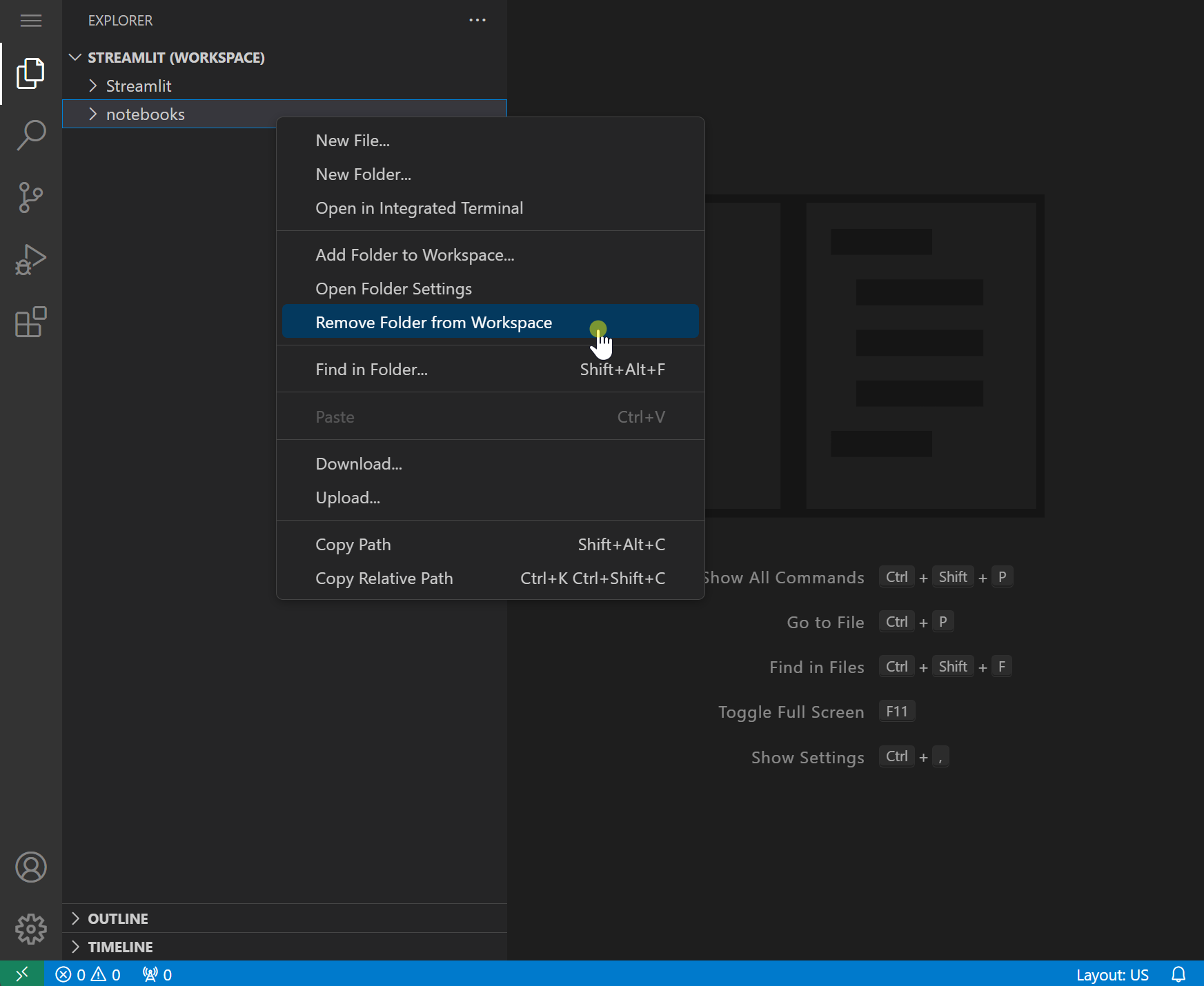 A screenshot showing how to add folders to workspace in VS Code